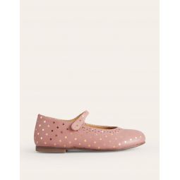Gold Foil Star Mary Janes - Ballet Pink