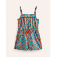 Woven Vacation Romper - Azure Blue Paisley