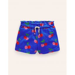 Ruffle Waist Sweat Shorts - Cabana Blue Cherries