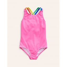 Rainbow Cross-Back Swimsuit - Strawberry Milkshake