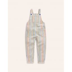 Relaxed Overalls - Ivory Multi Stripe