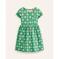 Short-sleeved Fun Jersey Dress - Pea Green Daisy Bugs
