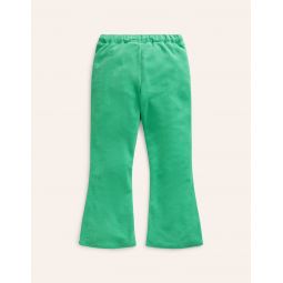 Towelling Flare Trousers - Pea green