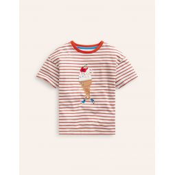 Boucle Relaxed T-shirt - Ivory/ Coral Pink Ice Cream