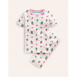 Snug Short John Pajamas - Ivory Strawberry