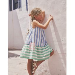 Fun Stripe Strappy Dress - Blue Lurex Stripe