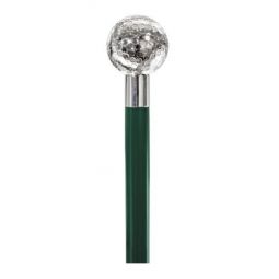 Golf Ball Sterling Silver Cane with Dark Green Shaft 36 |= canes= galore