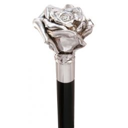 Italian Elegance: Concord Walking Sticks Sterling Silver Rose Handle Cane
