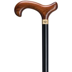 Cherry Mens Derby Walking Cane, Black shaft, with brass signature ring 36