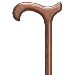 Walnut-stained hardwood Mens Derby Walking Cane, no collar 36