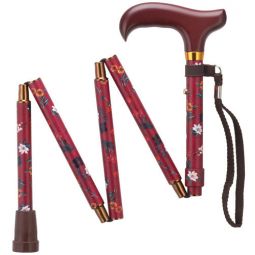 Fuchsia Red Mini Folding Walking Cane with Travel Pouch, 33-36