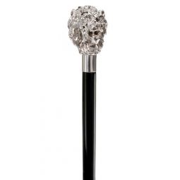 Elegant Lion Head Walking Cane with 925 Sterling Silver Handle 36
