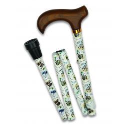 TIME TRAVELER fashion folding adjustable walking cane with WOOD handle 30.5-39.5