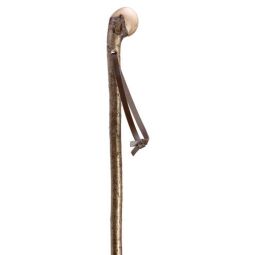 Hazel Root Knob Walking Stick with Real Leather Strap 36