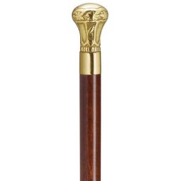 Elevate Your Style with the Regal Brass Knob Walking Stick, walnut brown 36