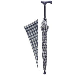 Step-Brella Adj 33-37 cane= umbrella,= gray= burgundy= tartan