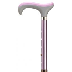 Comfy overmold grip Ladies Walking Cane - Derby LILAC compact straight 33-37