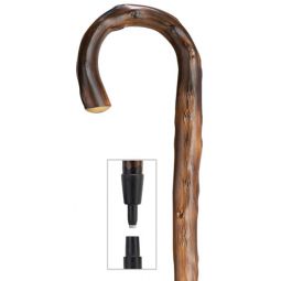 Congo Wood Crook Walking Cane with combi spike/rubber tip, 36