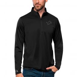 Antigua Detroit Lions Tribute Zippered Golf Pullover - Black Logo