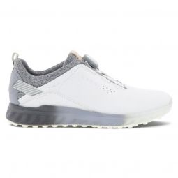ECCO Womens S-Three Boa Golf Shoes - White/Silver Grey