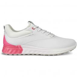 ECCO Womens S-Three Golf Shoes - White/Bubblegum