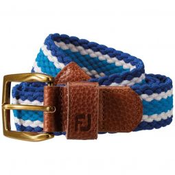 FootJoy Striped Braided Golf Belt - Deep Blue/White/Ocean