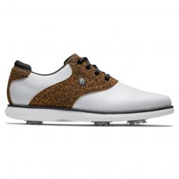 FootJoy Womens Traditions Saddle Golf Shoes - White/Leopard 97923
