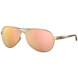 Oakley Womens Feedback Polished Gold Sunglasses Prizm - Rose Gold Polarized Lens