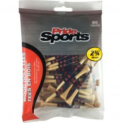 Pride Sports 2 3/4 Inch 3 Stripe Wood Golf Tees - 50 Pack