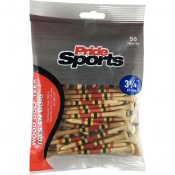 Pride Sports 3 1/4 Inch 3 Stripe Wood Golf Tees - 50 Pack