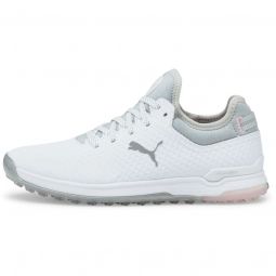 PUMA Womens PROADAPT ALPHACAT Golf Shoes - Puma White/Puma Silver/Pink Lady