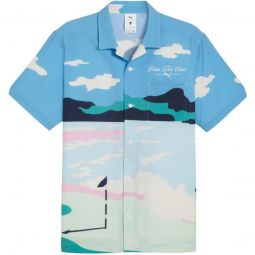 PUMA x PTC Open Collar Print Golf Shirt