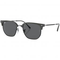 Ray-Ban New Clubmaster Polished Grey On Black Sunglasses - Dark Grey Lens