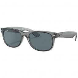 Ray-Ban New Wayfarer Classic Polished Transparent Grey Sunglasses - Polarized Blue Lens
