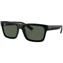 Ray-Ban Warren Bio-Based Polished Black Sunglasses - Dark Green Lens