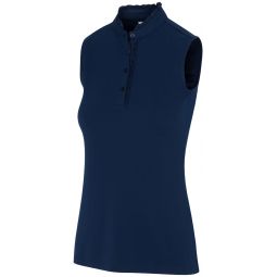 Greg Norman Womens ML75 Ruffle Collar Sleeveless Button Golf Polo - ON SALE