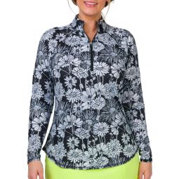 JoFit Womens Printed UV Mock Long Sleeve Golf Top