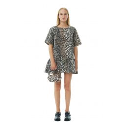 Leopard Open-back Mini Denim Dress