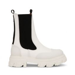 White Cleated Mid Chelsea Boots