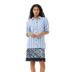 Blue Striped Cotton Oversized Shirt