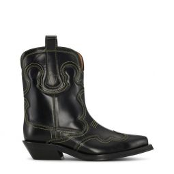 Black/Yellow Low Shaft Embroidered Western Boots