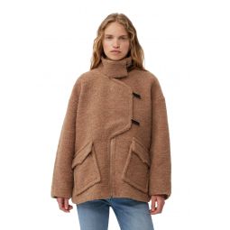 Brown Boucle Wool Shoulder Jacket