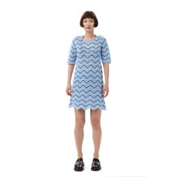 Blue Cotton Crochet Mini Dress