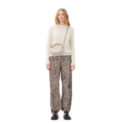 Leopard Washed Cotton Canvas Drawstring Trousers