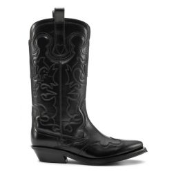 Black Mid Shaft Embroidered Western Boots