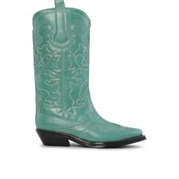 Black/White Mid Shaft Embroidered Western Boots