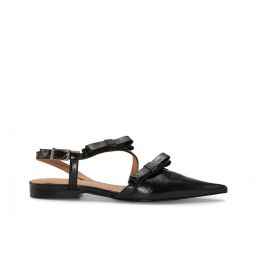 Black Multi Bow Pointy Cut-Out Ballerinas