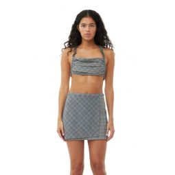 Grey Checkered Mix Ruched Top