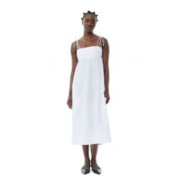 White Cotton Poplin String Midi Dress
