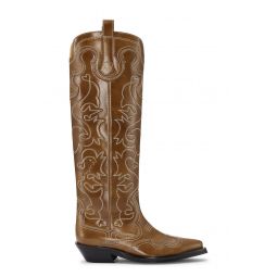 Embroidered Knee-High Western Boots